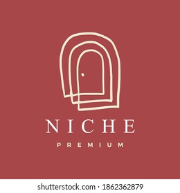 niche door french curve logo vector icon illustration