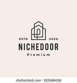 niche door house hipster vintage logo vector icon illustration