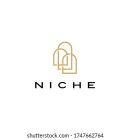 niche door window shape logo vector icon illustration	
