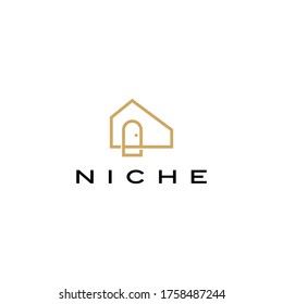 niche door window shape logo vector icon illustration