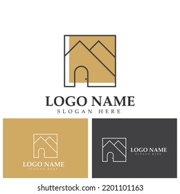 niche door window shape logo vector icon illustration