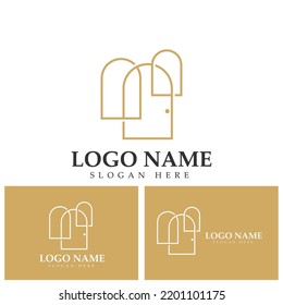 niche door window shape logo vector icon illustration