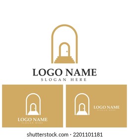 niche door window shape logo vector icon illustration