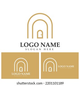 niche door window shape logo vector icon illustration