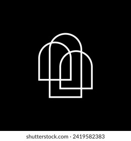 niche door window shape logo line outline monoline vector icon illustration