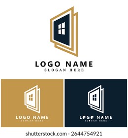 Ilustração do ícone do vetor do logotipo da forma da janela da porta do nicho