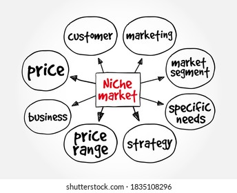 Niche Market Mind Map, Business Concept For Presentations And Reports