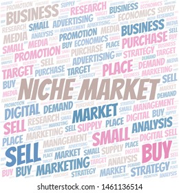 Niche Market word cloud. Vector made with text only
