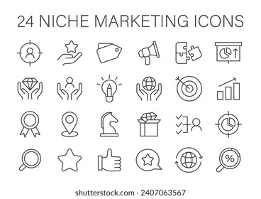 Niche Marketing set. Tailored strategy symbols for targeted audience engagement. Efficient customer outreach, specialized market segmentation. Flat vector illustration.