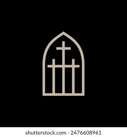 niche three christ cross window logo vector icon illustration