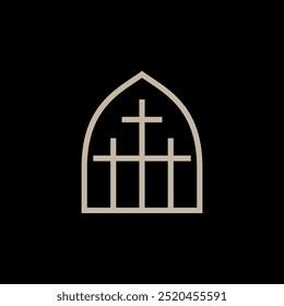 niche three christ cross window logo vector icon illustration