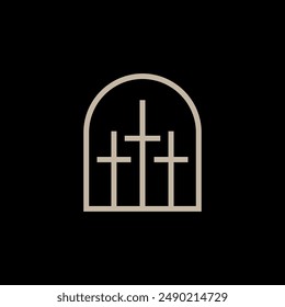 niche windows three christ cross logo vector icon illustration	