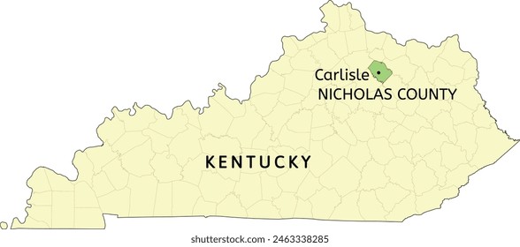 Nicholas County and city of Carlisle location on Kentucky state map