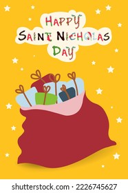 Nicholas elements. Hand drawn vector illustration. St. Nicholas Day postcard.Christmas caramel.