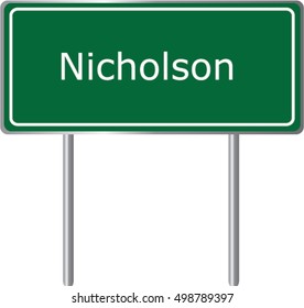 Nicholson , Georgia , road sign green vector illustration, road table, USA city