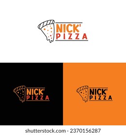 Nick yummy fun Pizza logo design 