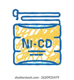 nickel cadmium battery doodle icon sketch vetor. sinal de bateria de níquel cádmio. ilustração de símbolo isolado