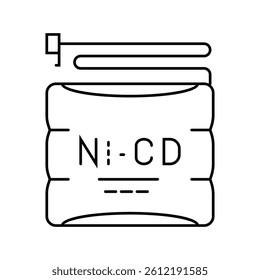 nickel cadmium battery line icon vector. nickel cadmium battery sign. isolated contour symbol black illustration