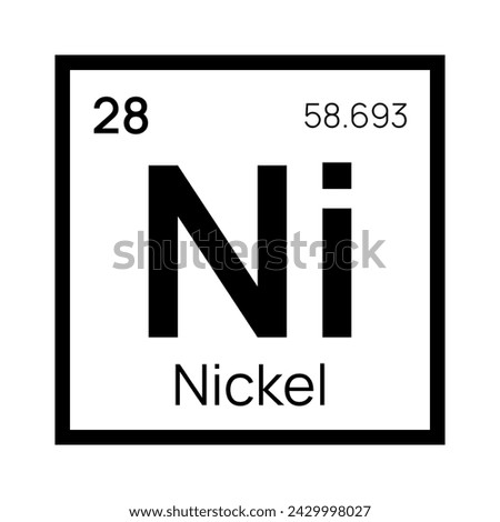 Nickel chemical element of the periodic table. Vector isolated symbol Ni