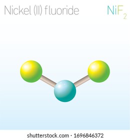 Nickel (II) fluoride NiF2 Structural Chemical Formula and Molecule Model. Chemistry Education Vector Illustration