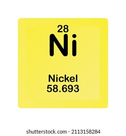 Nickel Ni Chemical Element vector illustration diagram, with atomic number and mass. Simple flat dark gradient design for education, lab, science class.