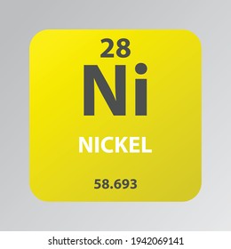 Nickel Ni Transition metal Chemical Element vector illustration diagram, with atomic number and mass. Simple flat design for education, lab, science class.
