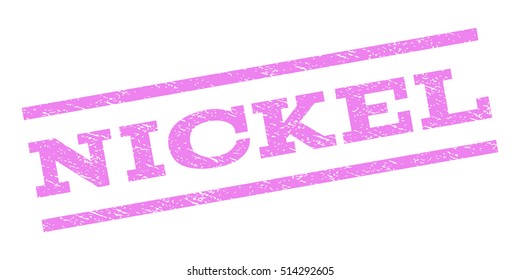 Nickel watermark stamp. Text caption between parallel lines with grunge design style. Rubber seal stamp with dirty texture. Vector violet color ink imprint on a white background.