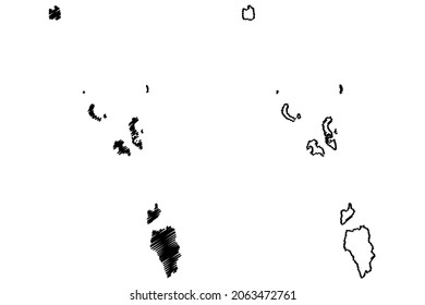 Nicobar district (Andaman and Nicobar Islands union territory, Republic of India) map vector illustration, scribble sketch Nicobar map
