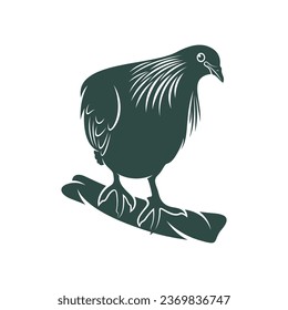 Ilustración vectorial de diseño de pichón Nicobar. La pichón Nicobar Silhouette. Plantilla de diseño de aves.