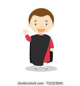 Nicola Machiavelli cartoon character. Vector Illustration. Kids History Collection.