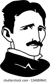 Nicola Tesla - black and white illustration