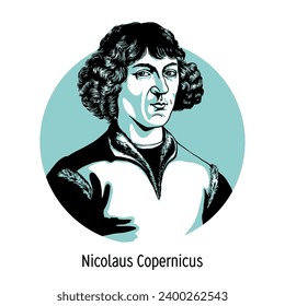 Nicolaus Copernicus was a Polish and German astronomer, mathematician, mechanic, and economist. Hand drawn vector illustration