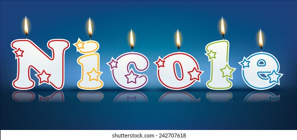 NICOLE written with burning candles - vector illustration