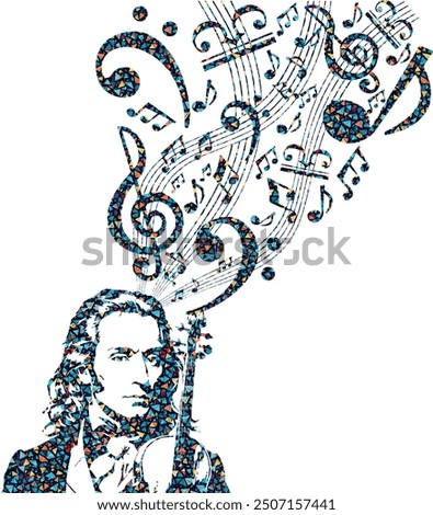 nicolo paganini classical composer talented musician silhouette color pattern