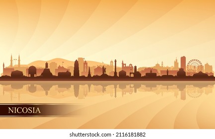 Nicosia city skyline silhouette background, vector illustration