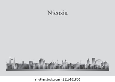 Nicosia city skyline silhouette in a grayscale vector illustration