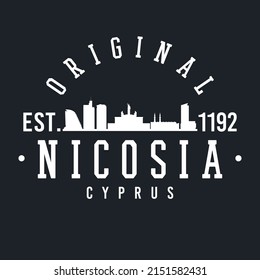 Nicosia, Cyprus Skyline Original. A Logotype Sports College and University Style. Illustration Design Vector City.