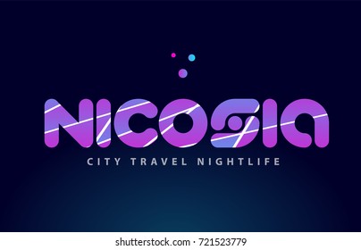 nicosia logo text word typography design for european capital city with colored texture suitable for a brochure or print