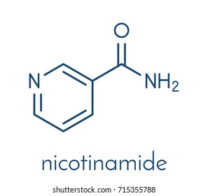 Nicotinamide drug and vitamin molecule. Skeletal formula.