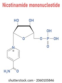 Nicotinamide mononucleotide molecule. Precursor of NAD+. Skeletal formula.