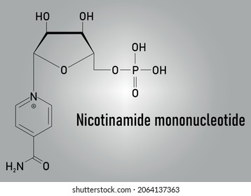 Nicotinamide mononucleotide molecule. Precursor of NAD+. Skeletal formula.