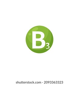Icono de cápsula o botón de nicotinamida o vitamina B3, ilustración vectorial plana aislada en fondo blanco. Concepto de vitaminas del grupo B y ácido niacinamida o niacina.