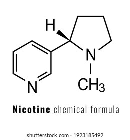 Nicotine chemical formula, vector icon on white background