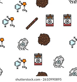 nicotine cigarette tobacco smoke vector seamless pattern thin line illustration