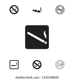 Nicotine icon. collection of 7 nicotine filled and outline icons such as smoking area, cigarette. editable nicotine icons for web and mobile.