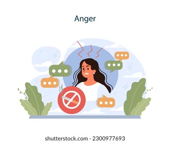 Nicotine withdrawal symptom. Anger as a common effect on character that quit smoking. Bad habit rehab. Flat vector illustration