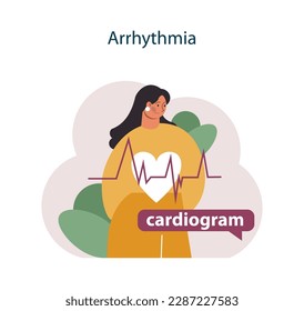 Nicotine withdrawal symptom. Arrhythmia as a common effect on character that quit smoking. Bad habit rehab. Flat vector illustration