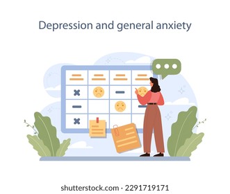 Nicotine withdrawal symptom. Depression and general anxiety as a common effect on character that quit smoking. Bad habit rehab. Flat vector illustration