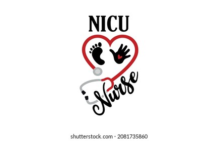 NICU Medical baby Nursing logo with stethoscope  