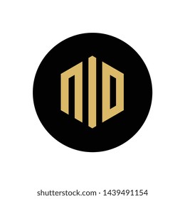 NID or NIO Letter Logo Template, Gold and Black Color Icon Concept